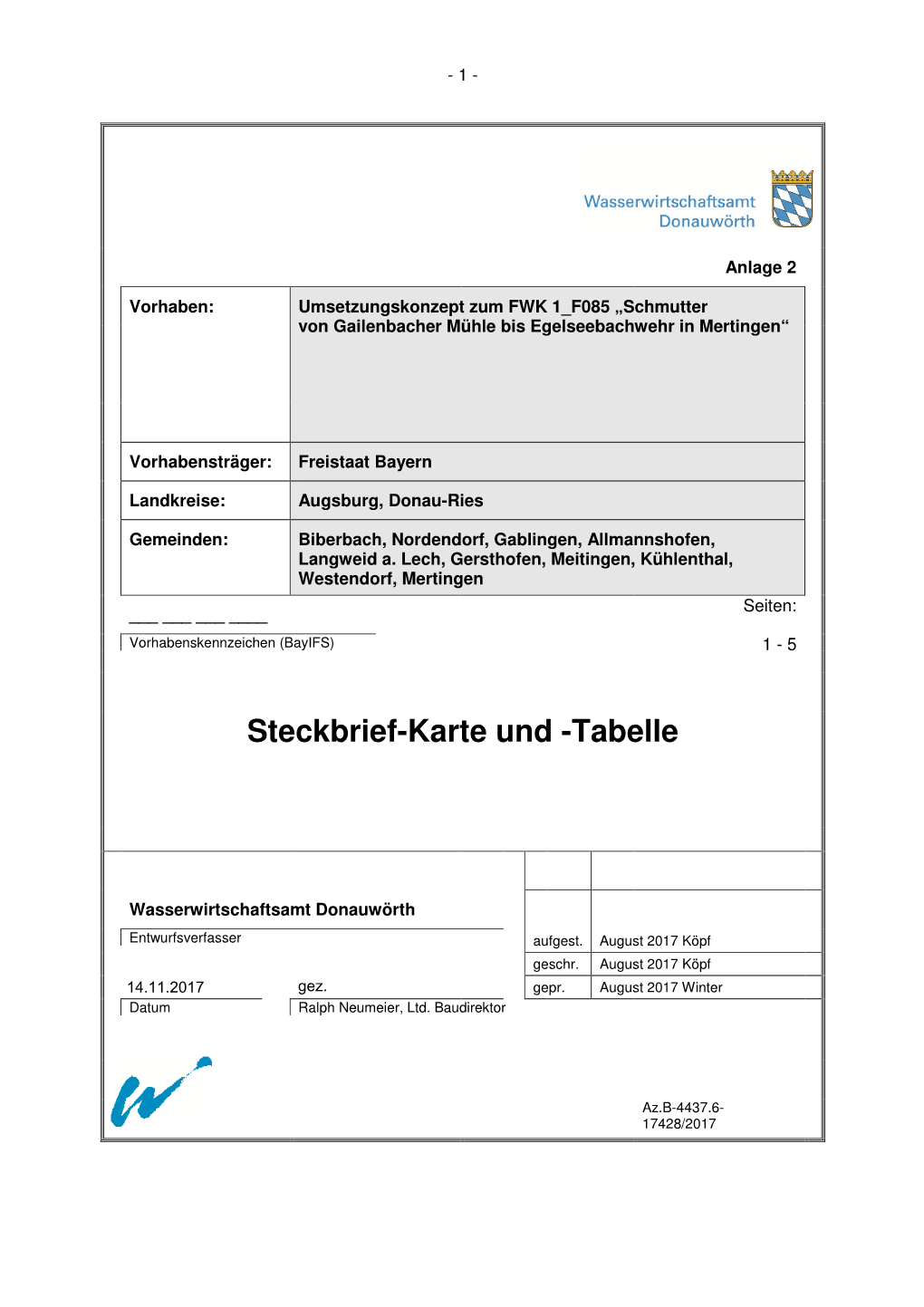 Anlage 2: Steckbrief Zum Flusswasserkörper