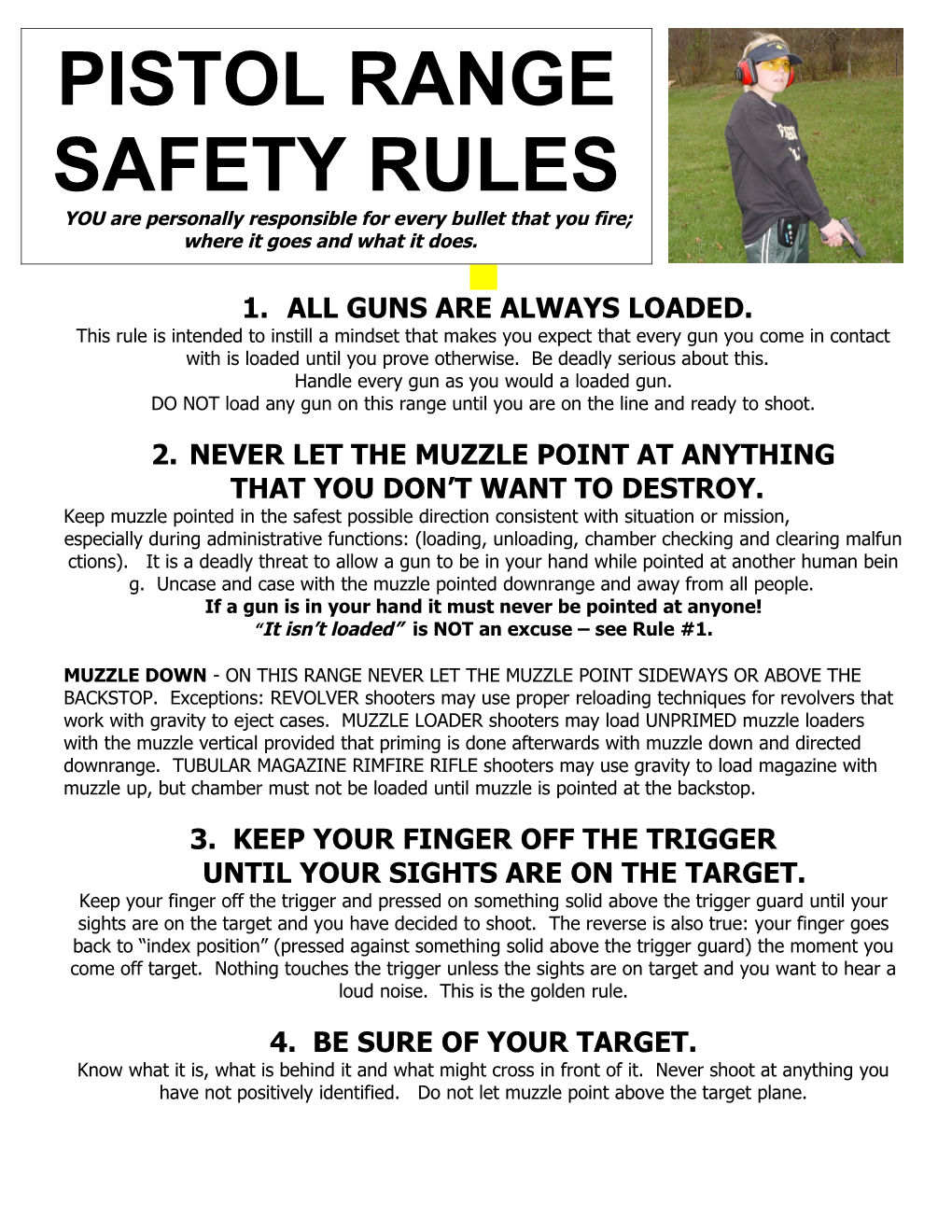 Nssa Pistol Range Rules