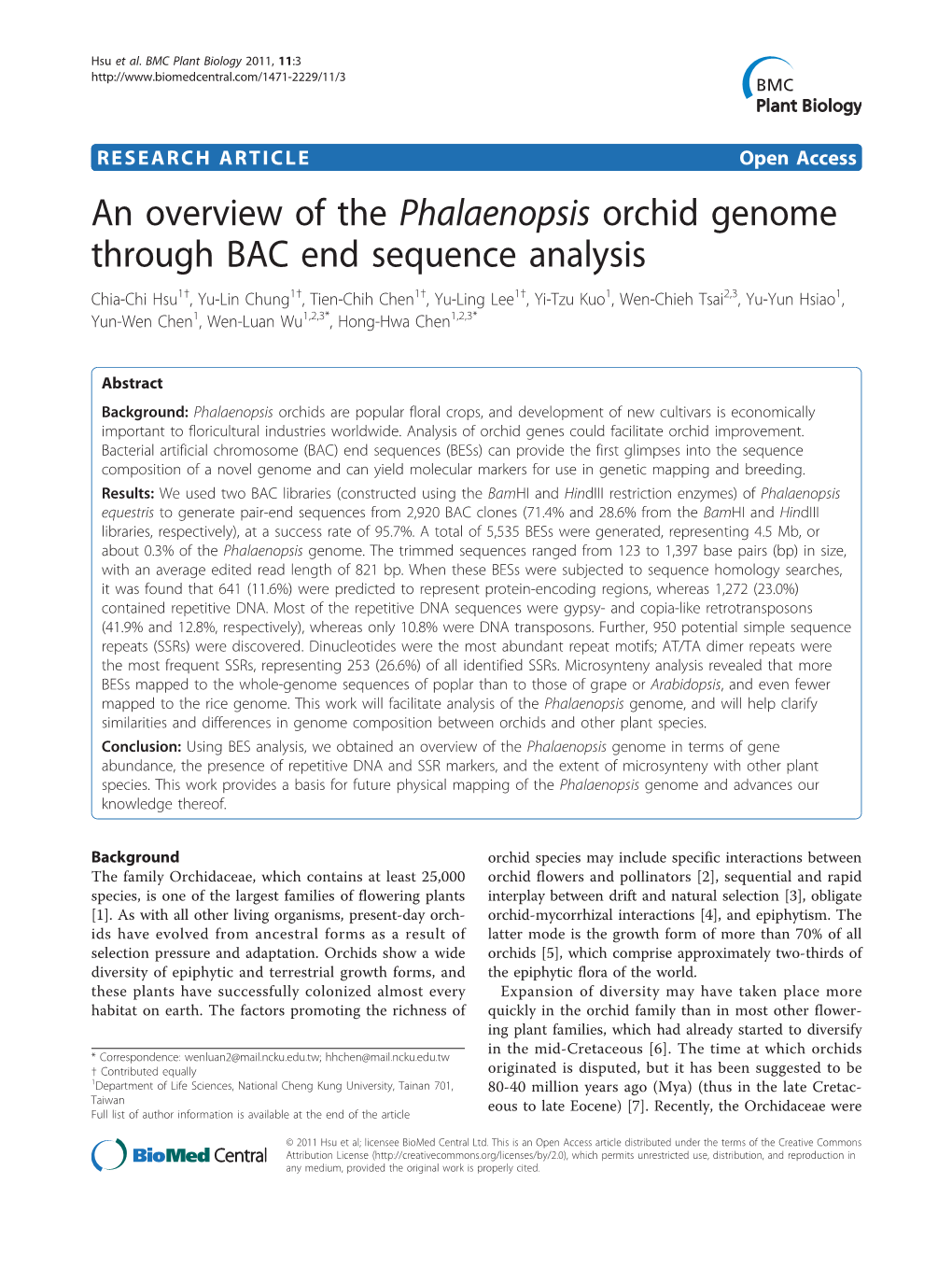 An Overview of the Phalaenopsis Orchid Genome Through BAC End