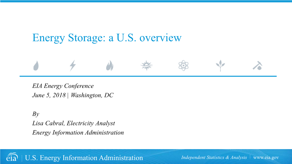 Energy Storage: a U.S. Overview
