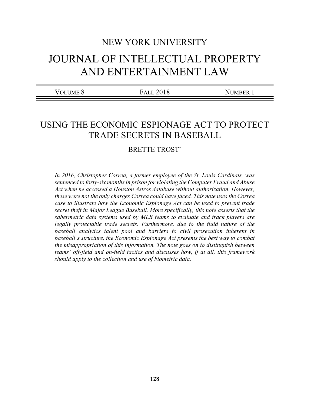 Journal of Intellectual Property and Entertainment Law