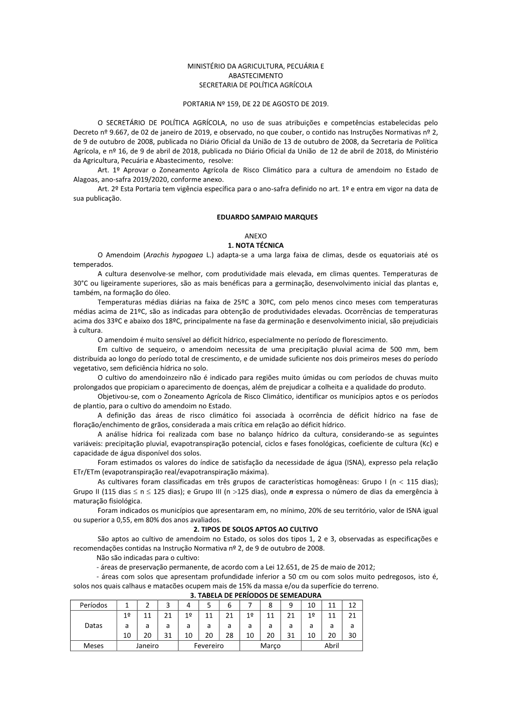 Ministério Da Agricultura, Pecuária E Abastecimento Secretaria De Política Agrícola