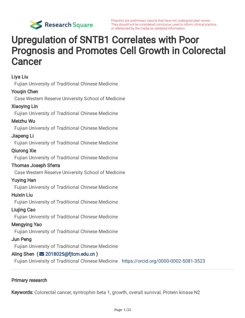 Upregulation of SNTB1 Correlates with Poor Prognosis and Promotes Cell Growth in Colorectal Cancer