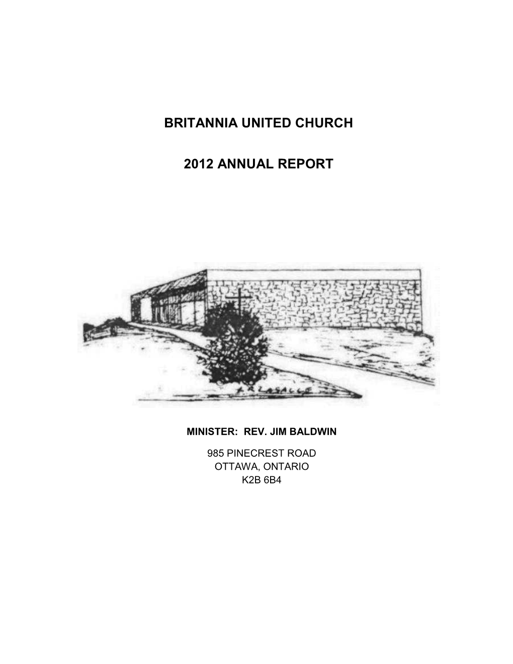 Britannia United Church 2012 Annual Report