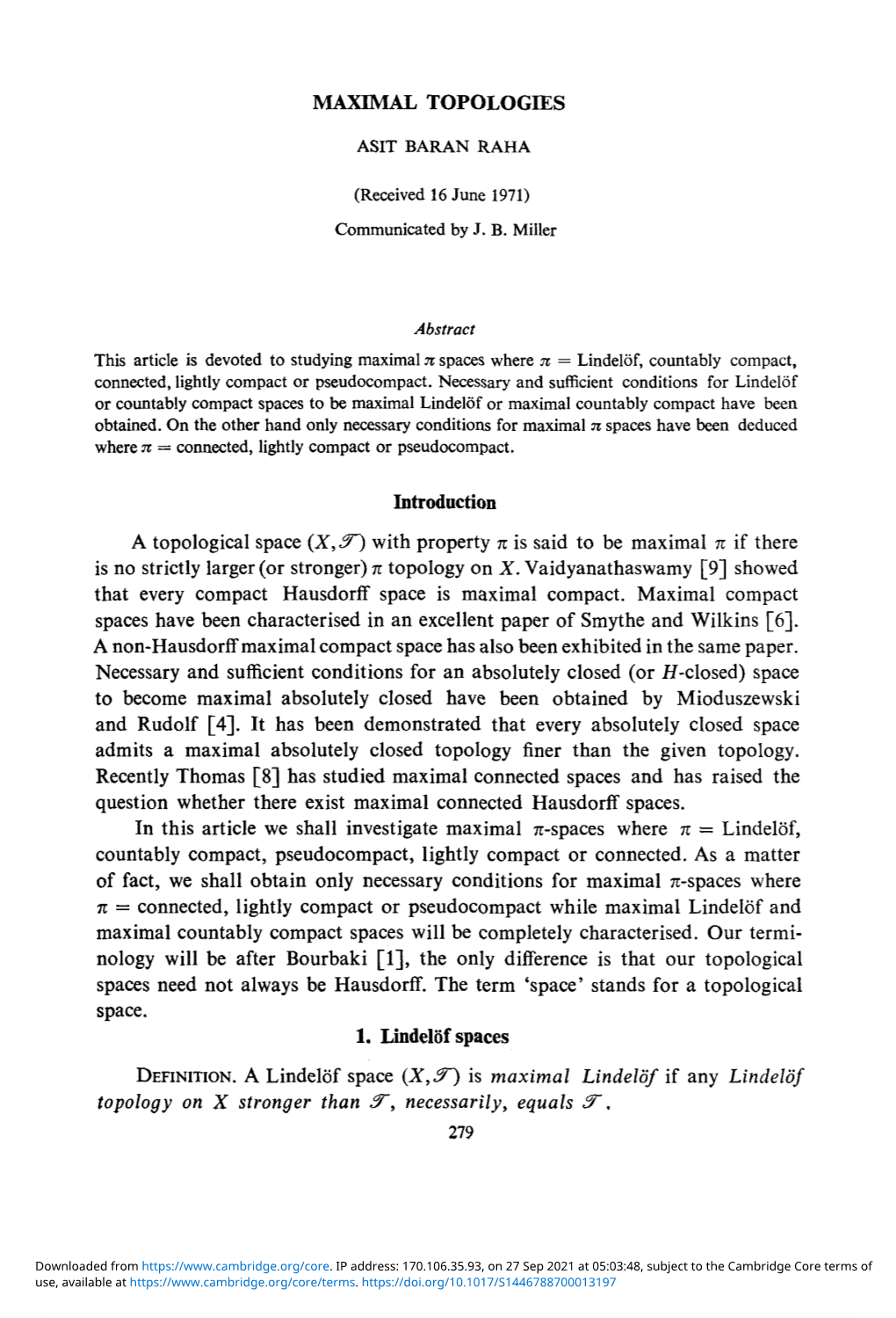 Maximal Topologies