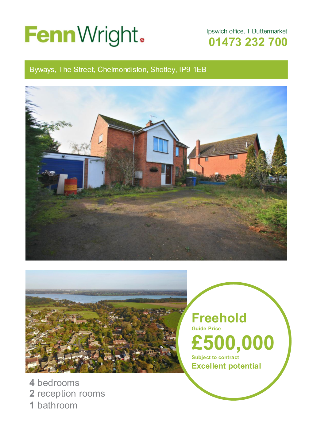 £500,000 Subject to Contract Excellent Potential 4 Bedrooms 2 Reception Rooms 1 Bathroom