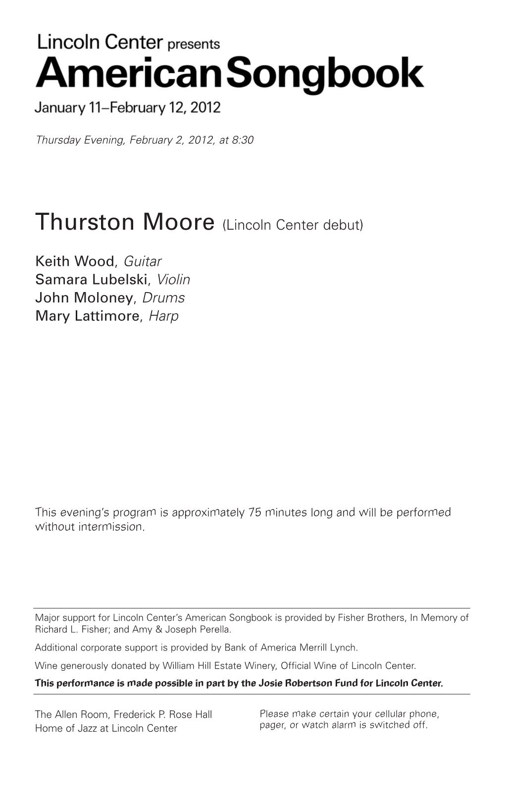 Thurston Moore (Lincoln Center Debut)