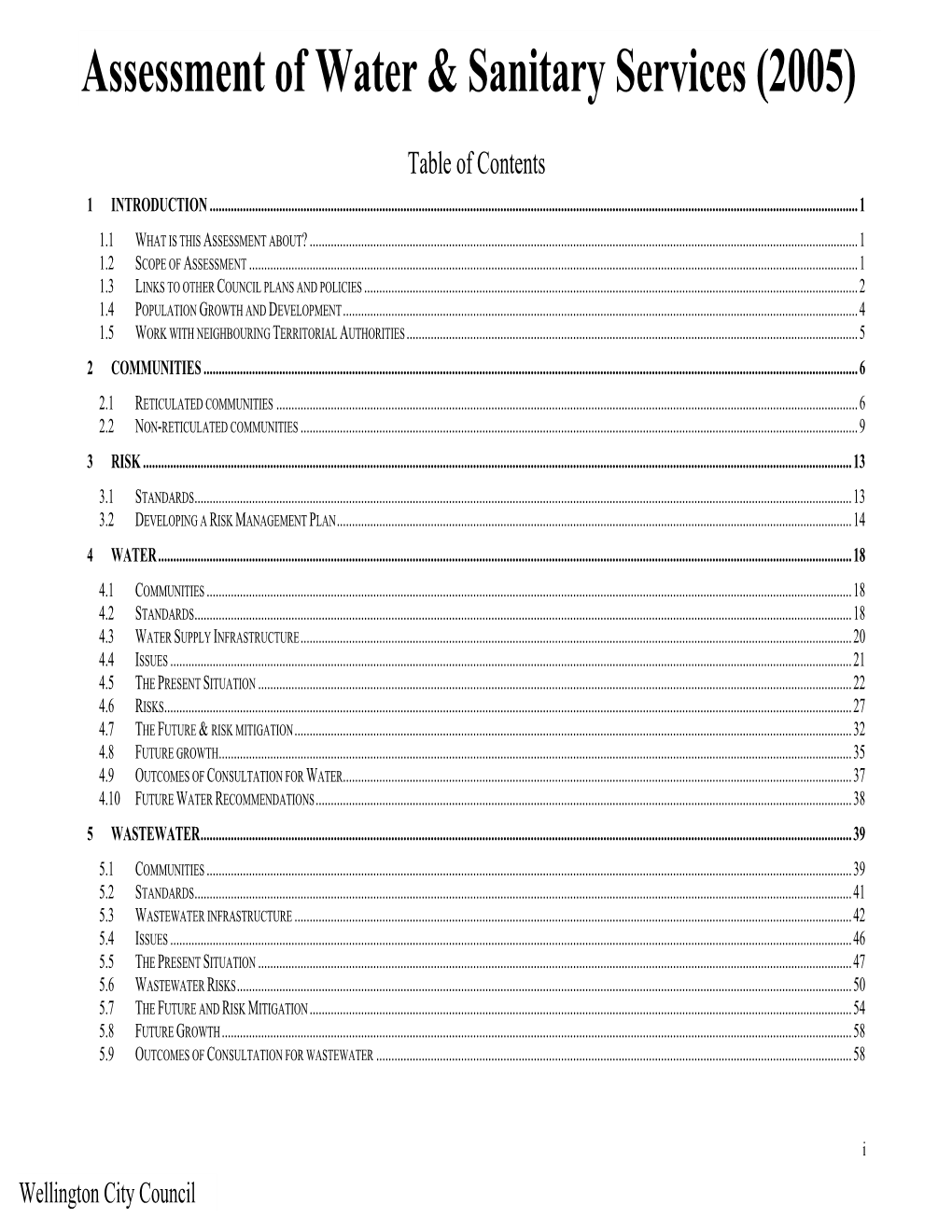 Assessment of Water & Sanitary Services (2005)