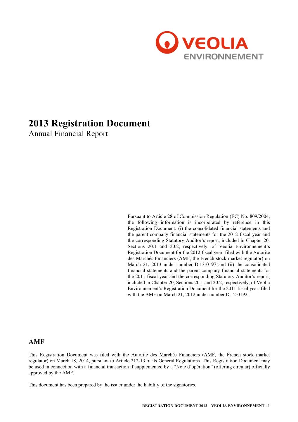2013 Registration Document Annual Financial Report