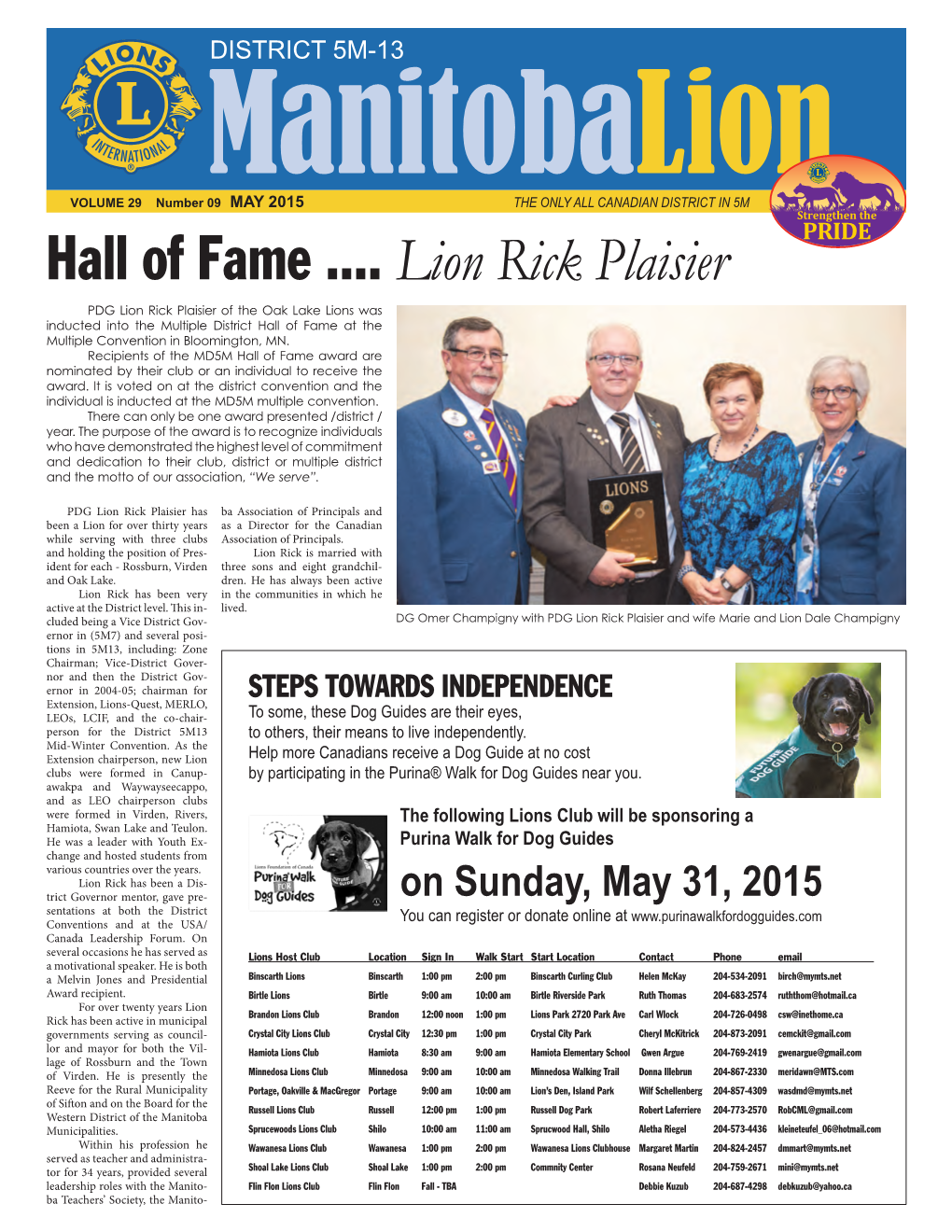 MAY 2015 the ONLY ALL CANADIAN DISTRICT in 5M Hall of Fame