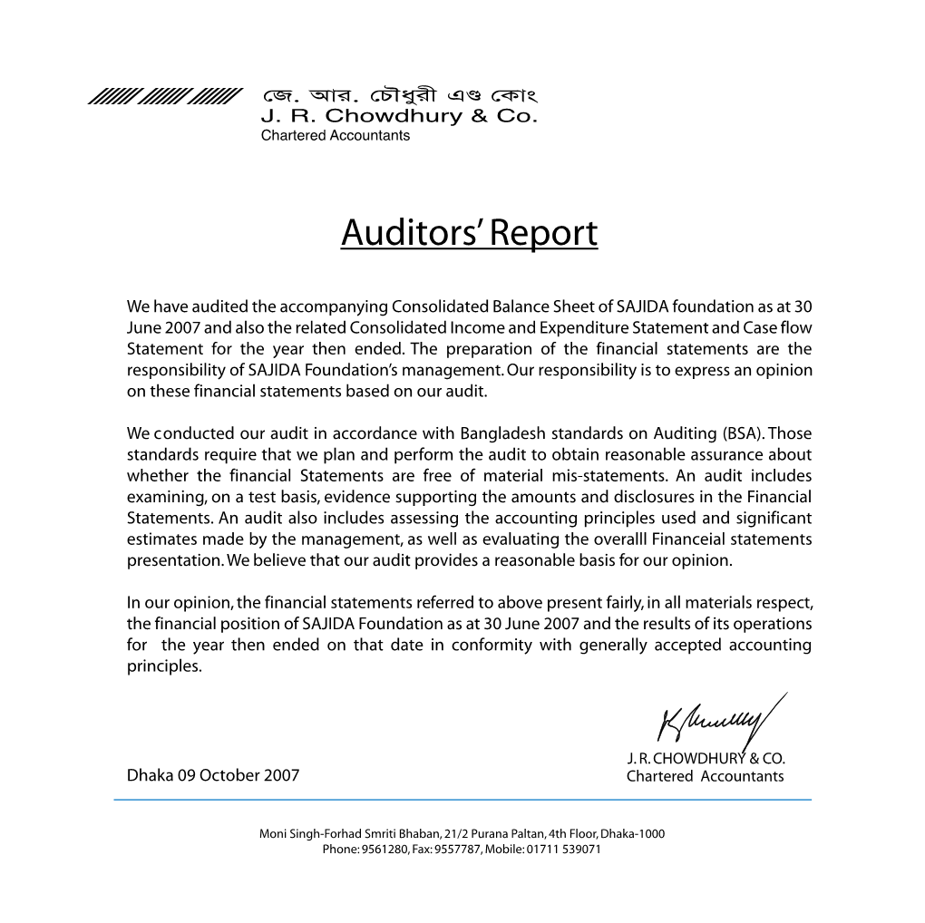 See the Audit Report of 2007