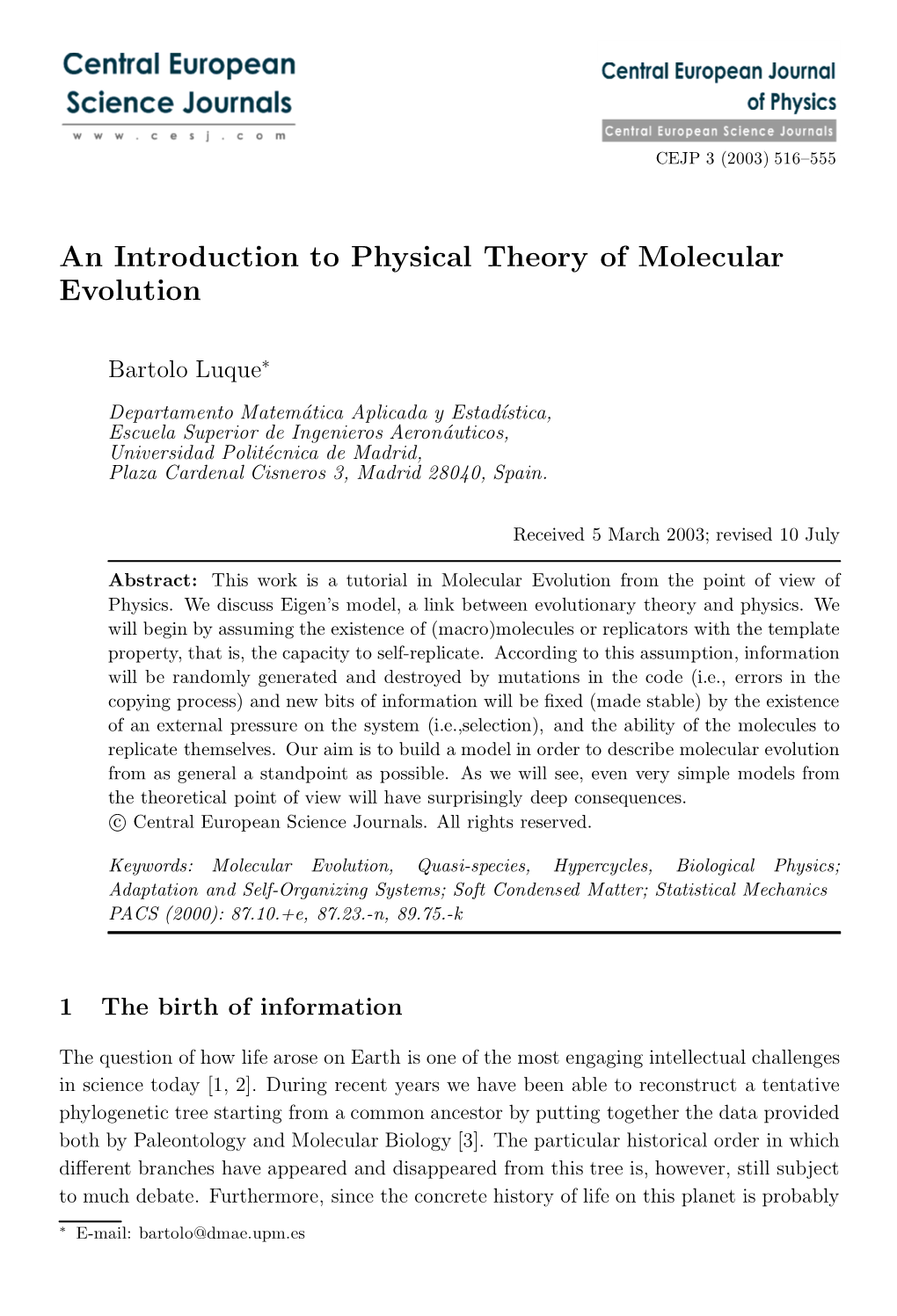 An Introduction to Physical Theory of Molecular Evolution