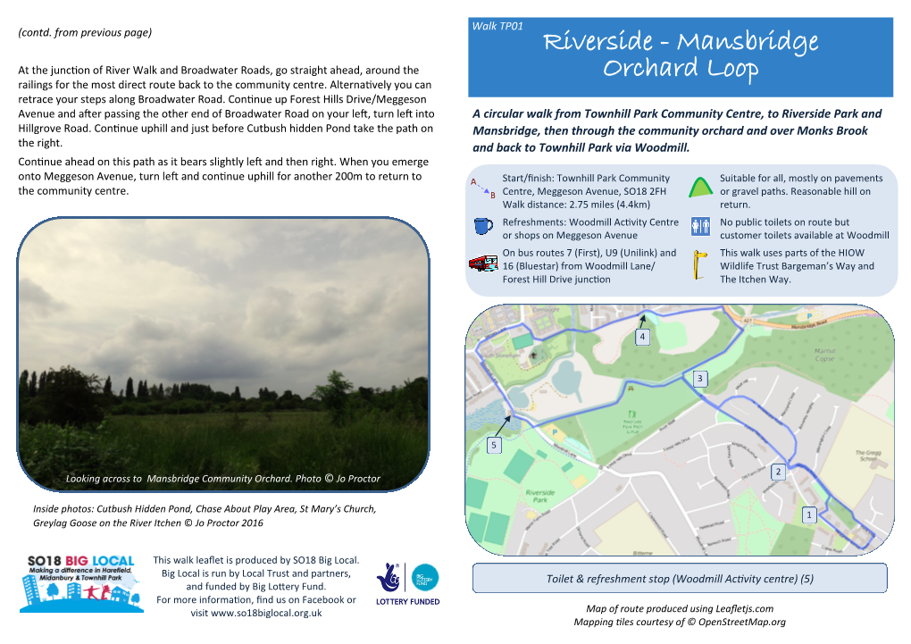 TP01 – Riverside-Mansbridge Orchard Loop
