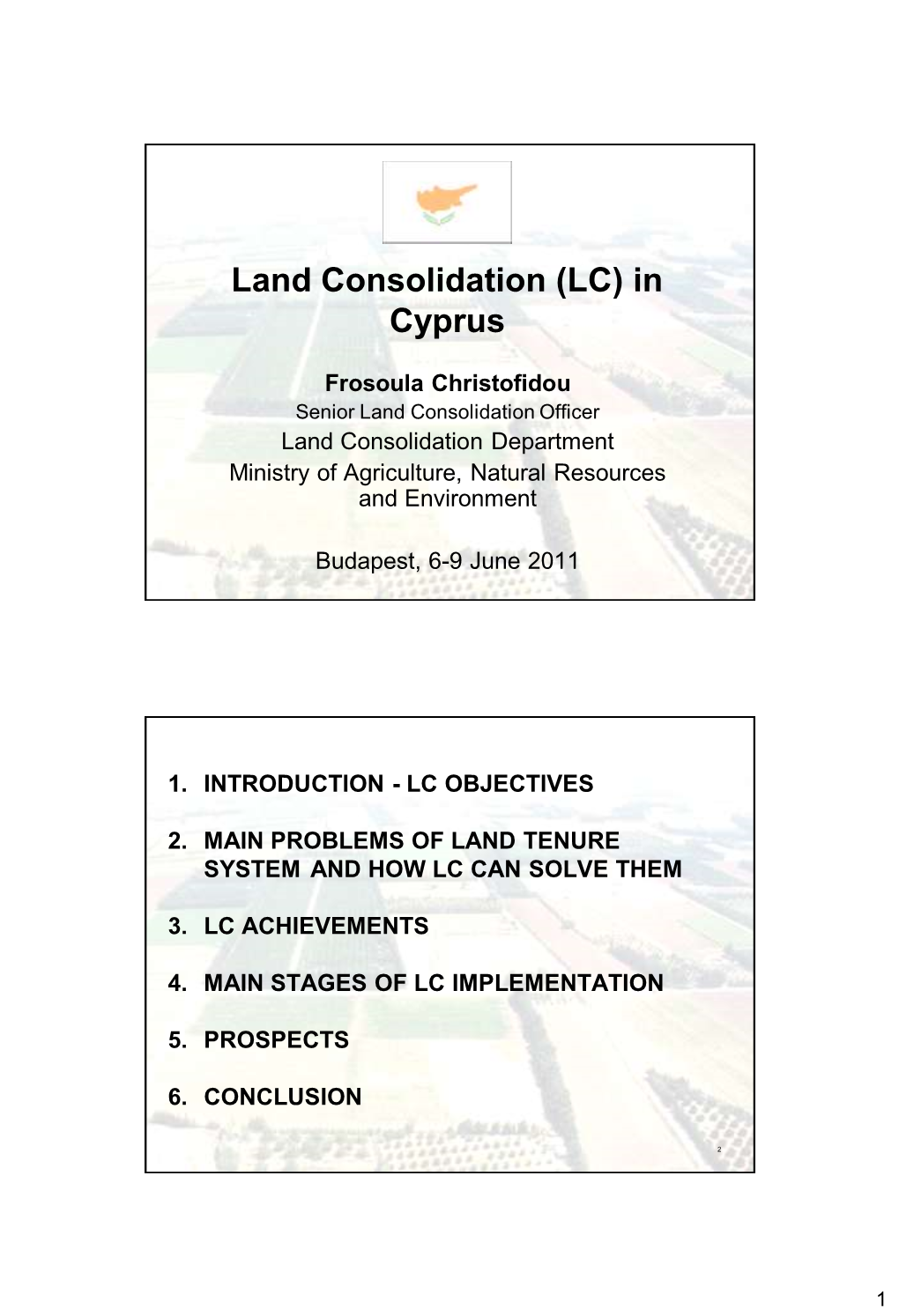 Land Consolidation in Cyprus-Past, Present, Future