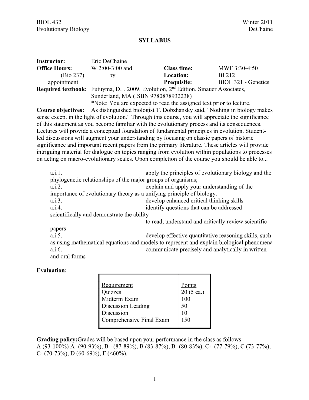 Syllabus for General Microbiology at UW - Tacoma