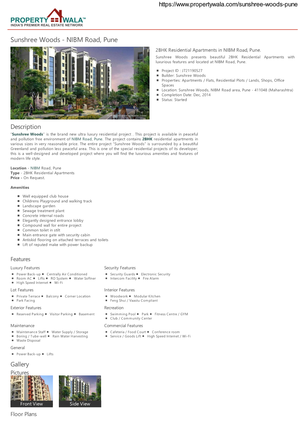 Sunshree Woods - NIBM Road, Pune 2BHK Residential Apartments in NIBM Road, Pune