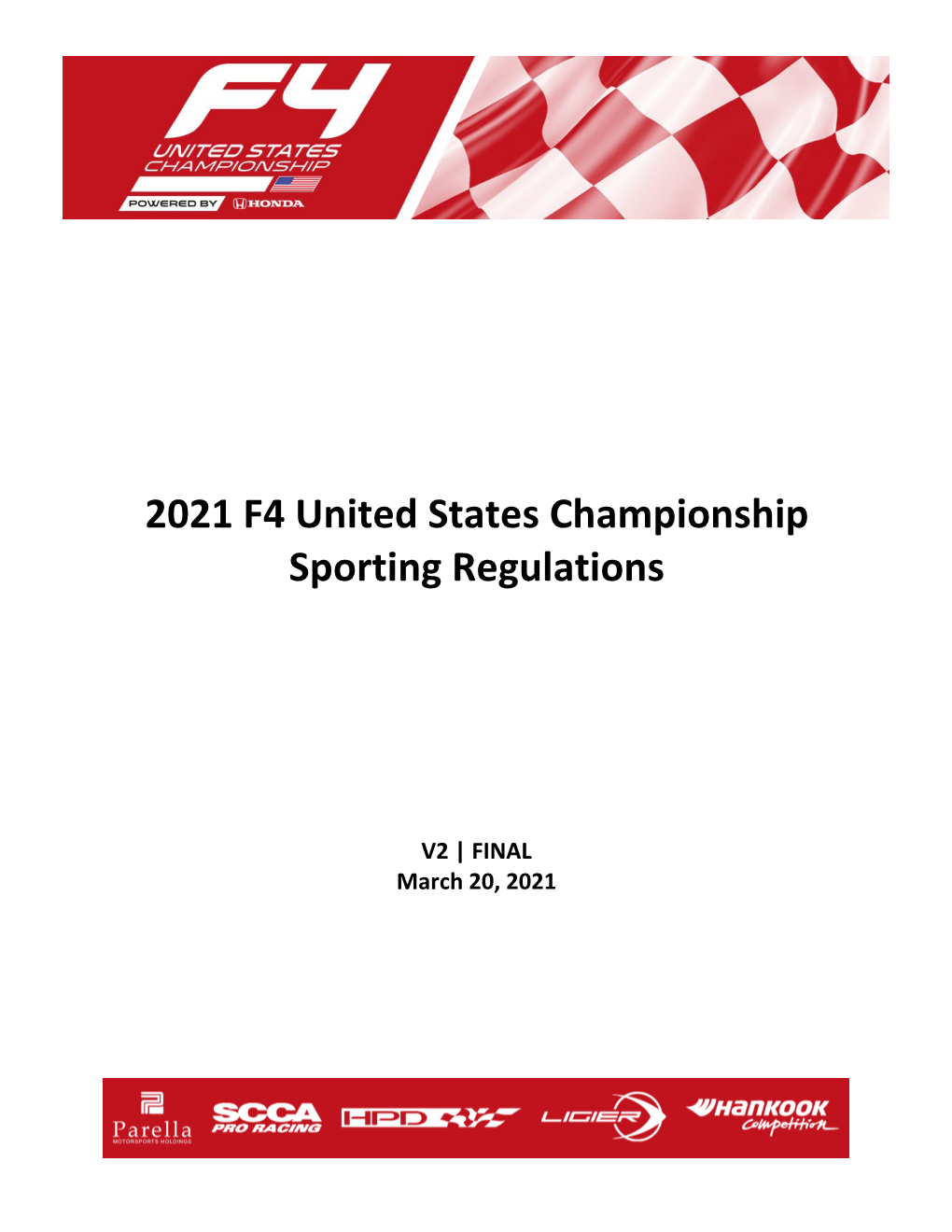 2021 F4 United States Championship Sporting Regulations