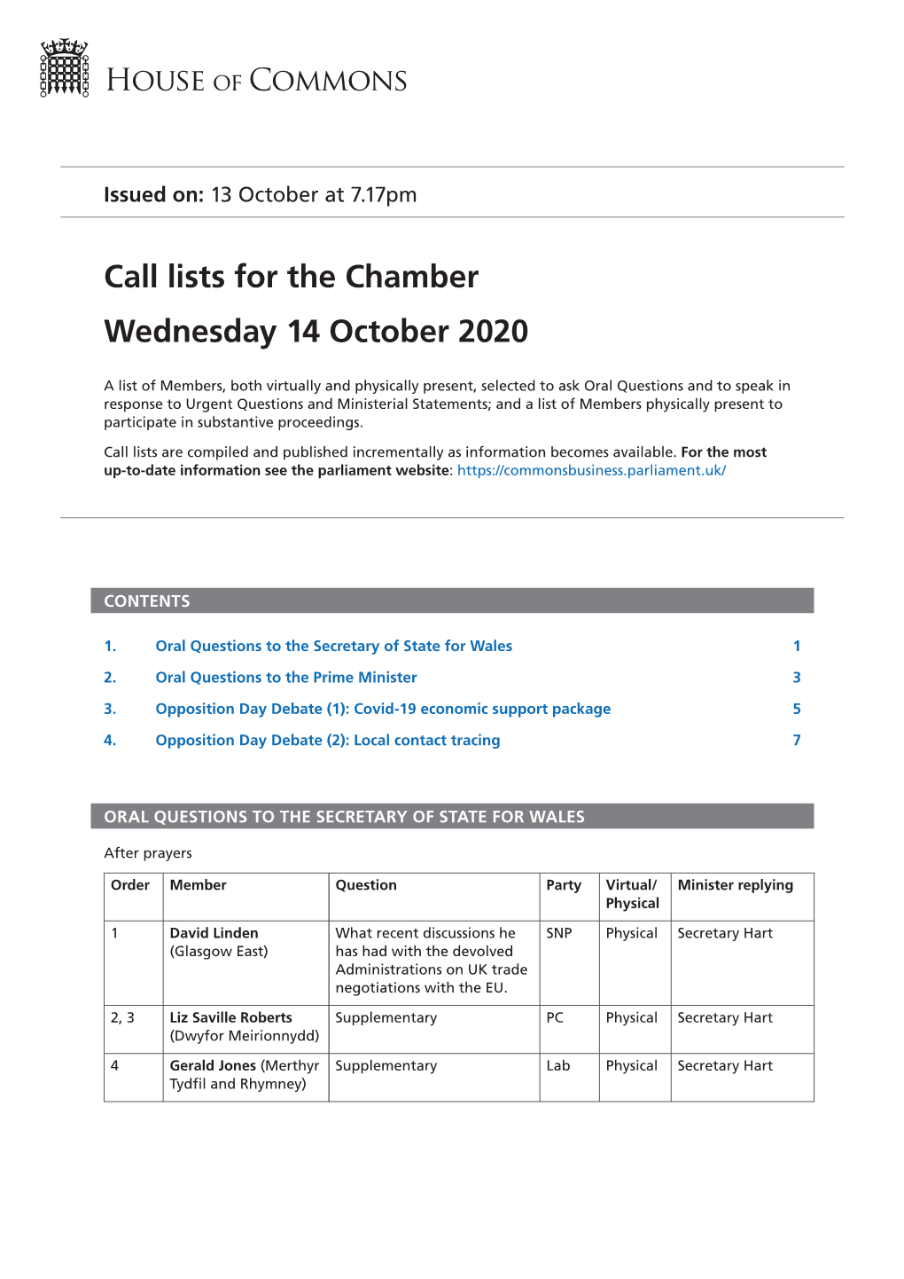 View Call Lists: Chamber PDF File 0.07 MB