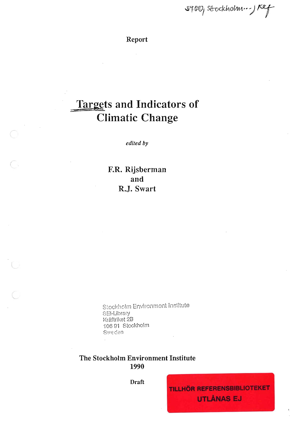 Targets and Indicators of Climatic Change