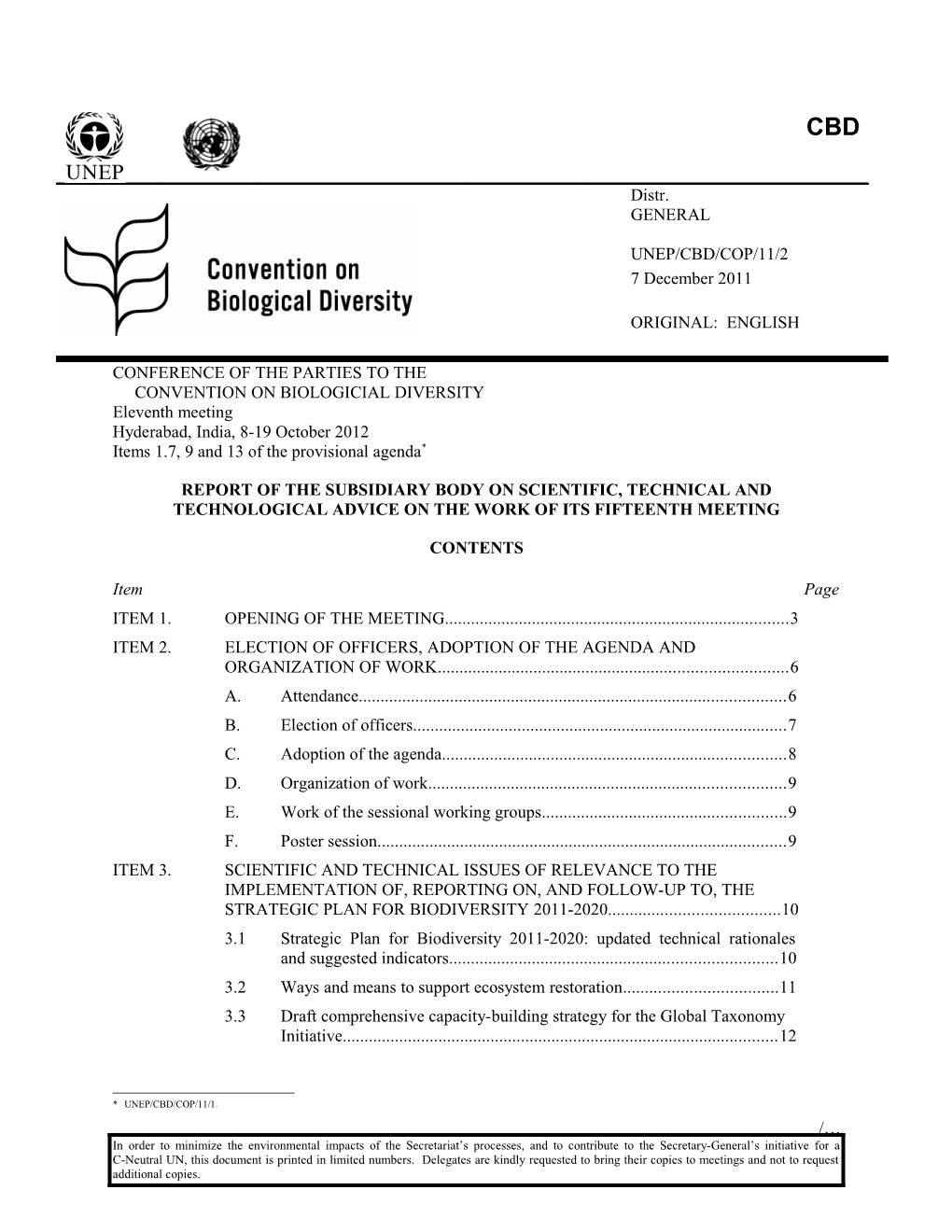 Conference of the Parties to the Convention on Biologicial Diversity