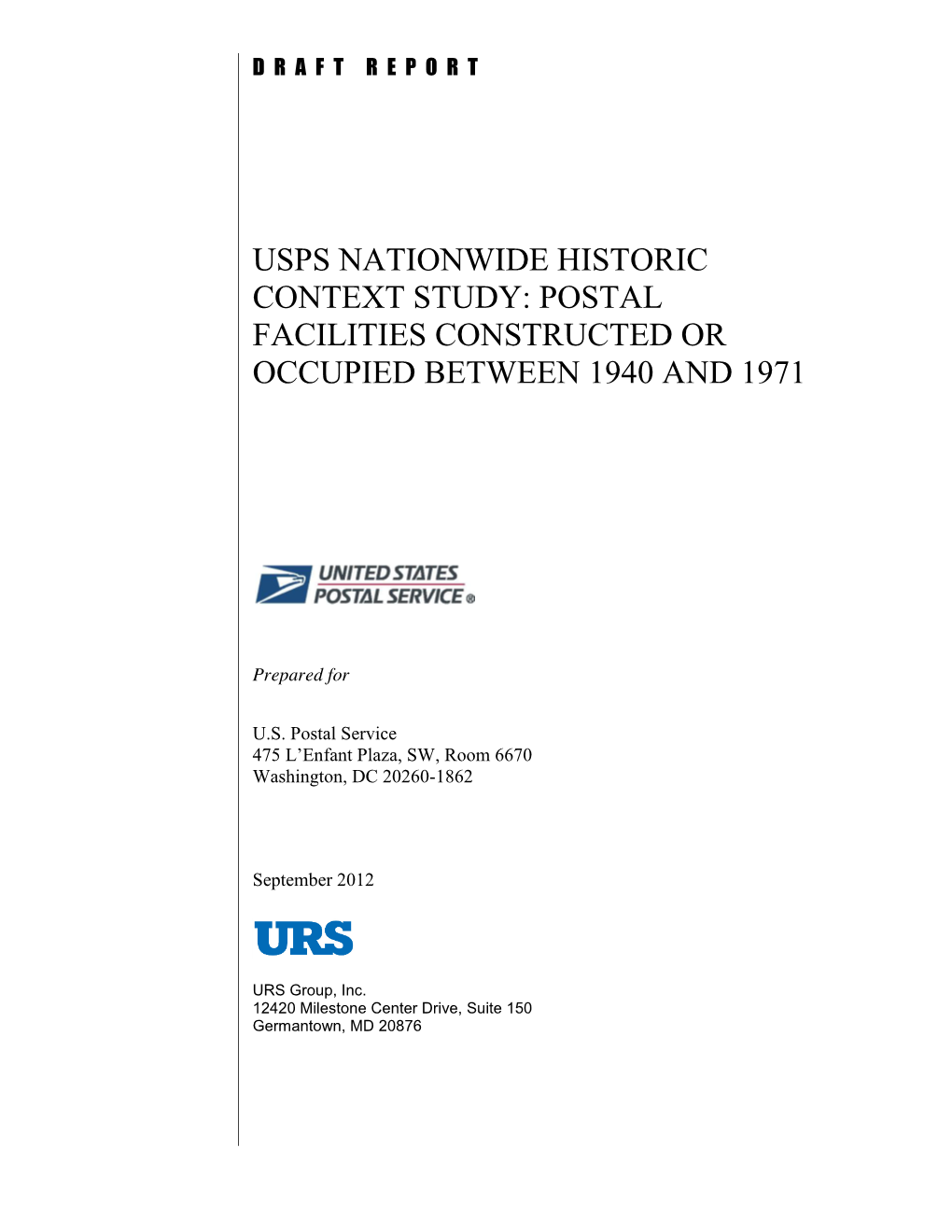 U.S.P.S. Nationwide Historic Context Study