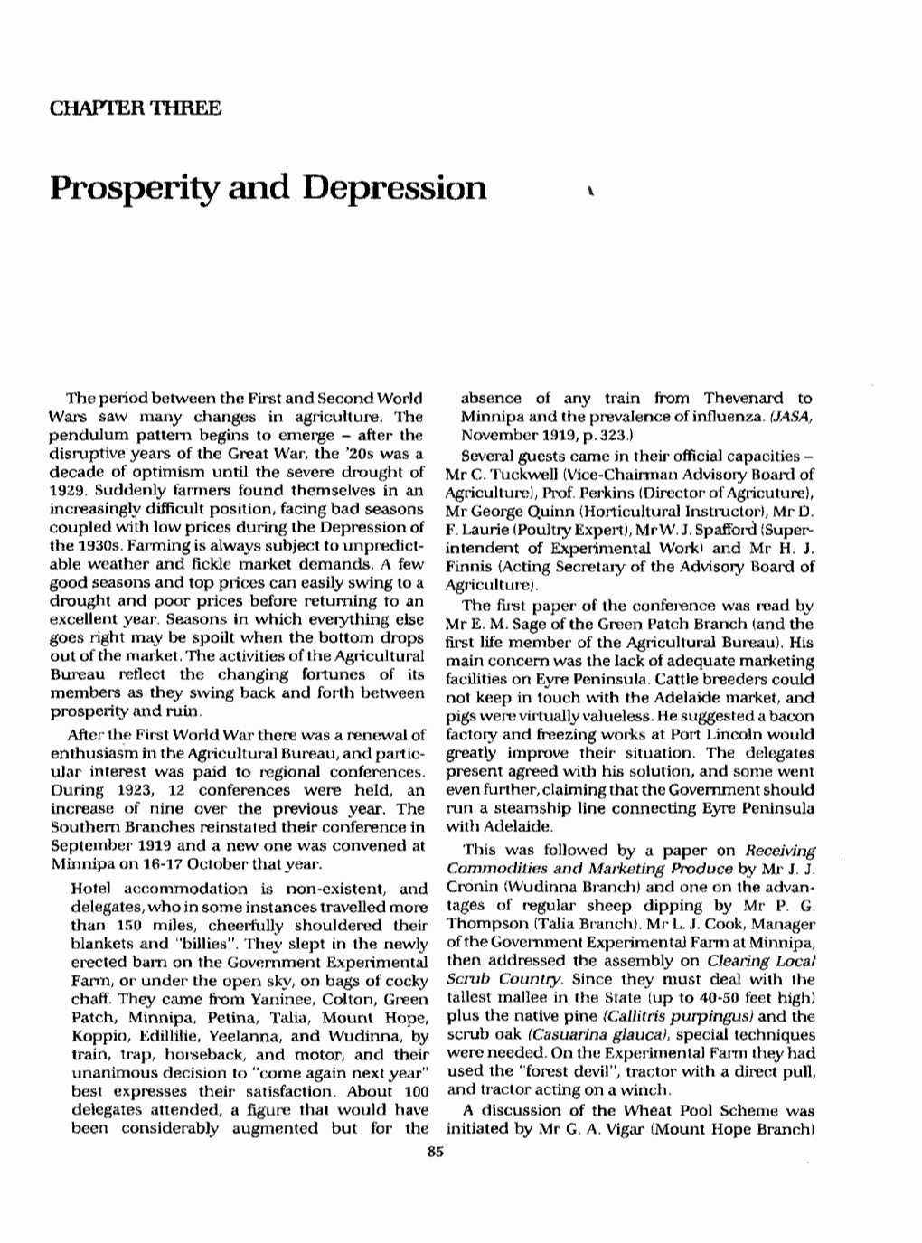 Prosperity and Depression