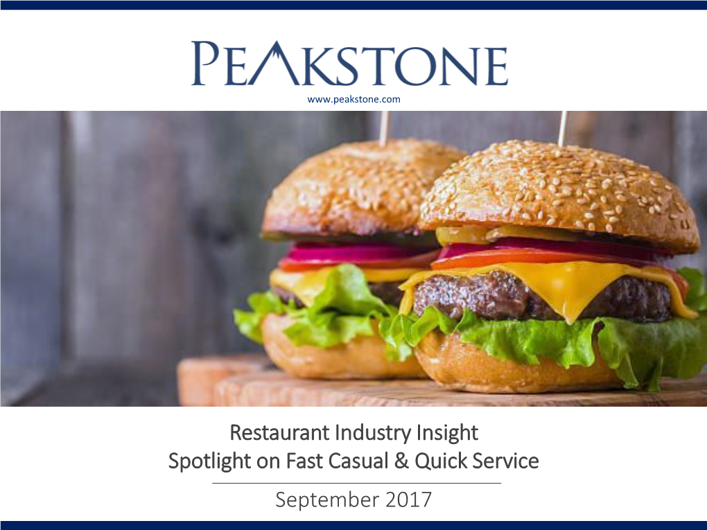 Restaurant M&A and Industry Update