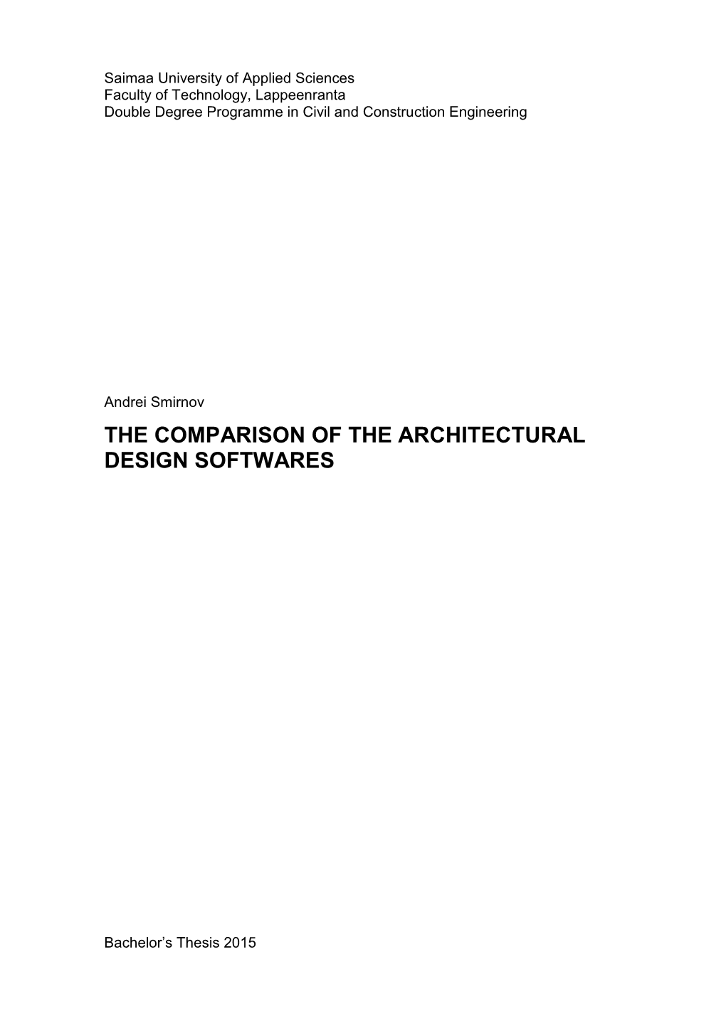 The Comparison of the Architectural Design Softwares