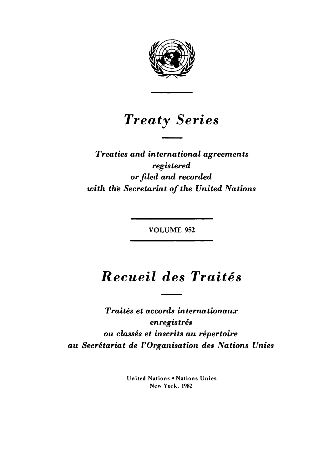 Treaty Series Recueil Des Traites