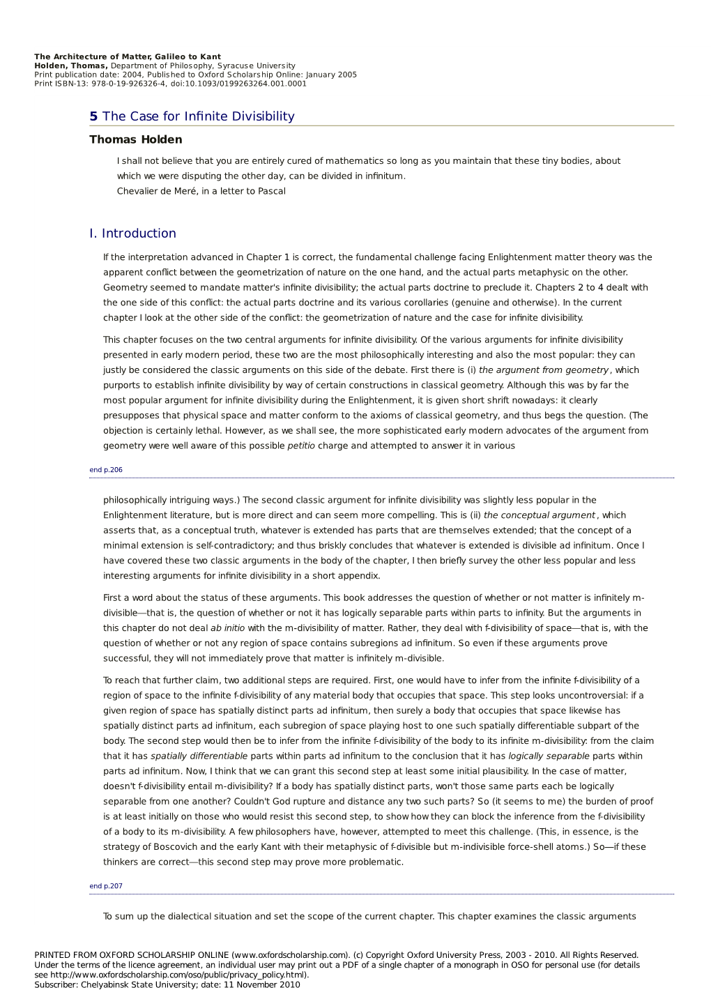 5 the Case for Infinite Divisibility I. Introduction