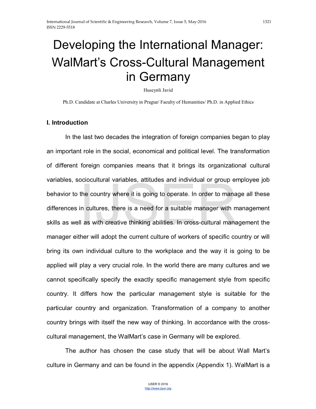 Developing the International Manager: Walmart's Cross-Cultural Management in Germany