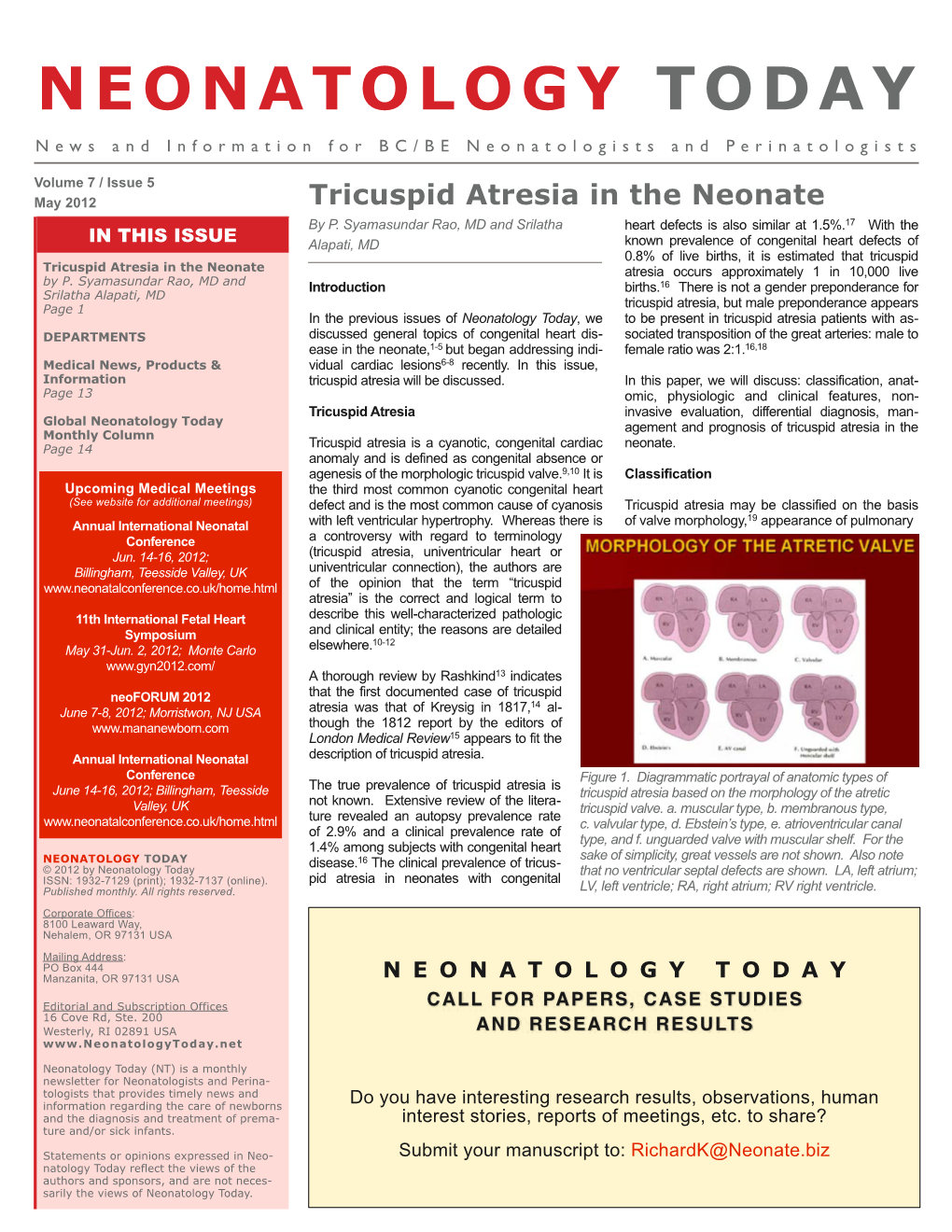 May 2012 Tricuspid Atresia in the Neonate by P