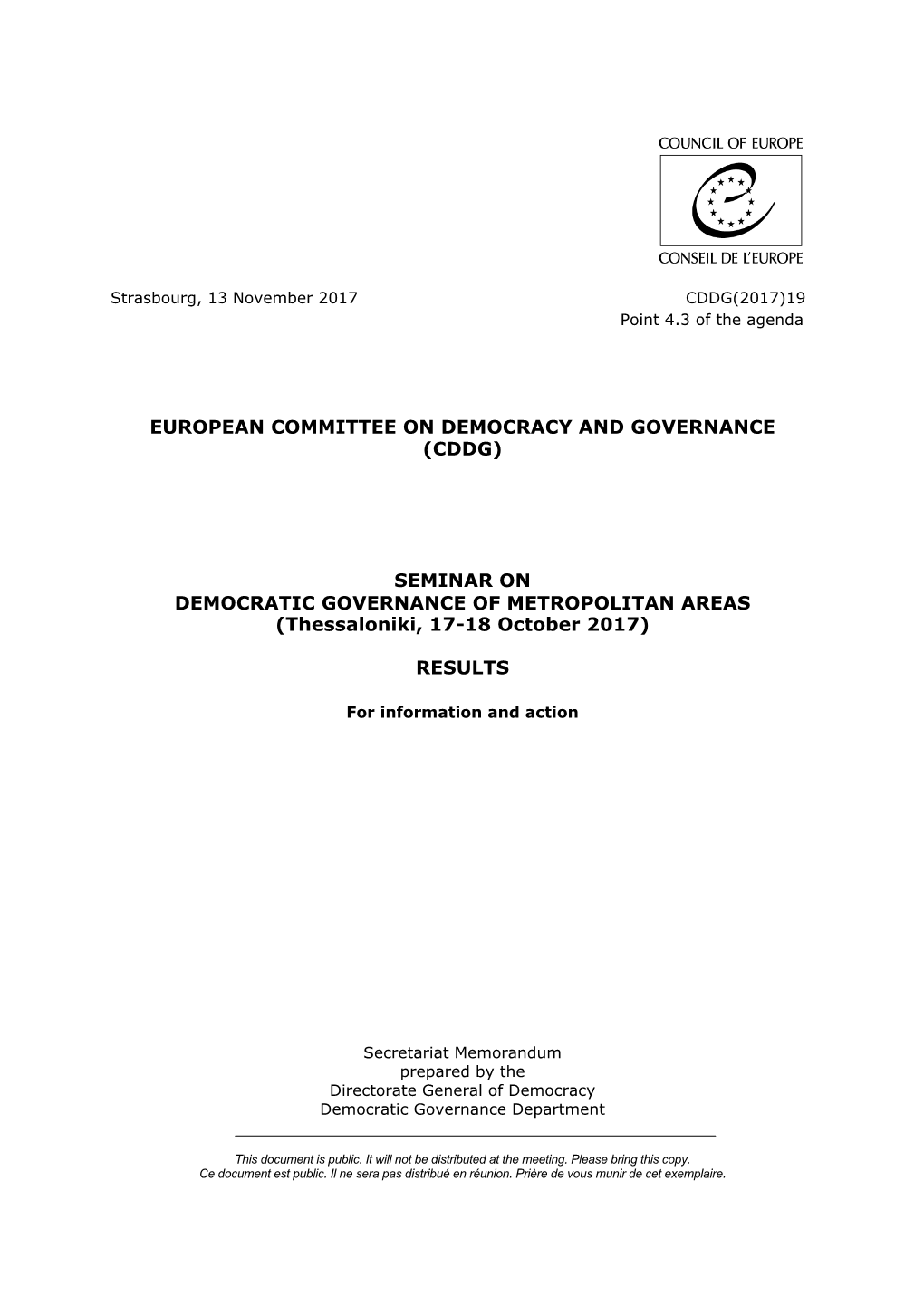 European Committee on Democracy and Governance (Cddg)