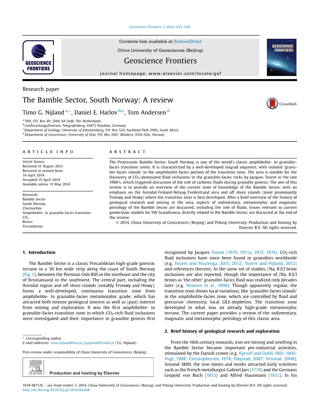 The Bamble Sector, South Norway: a Review Crossmark Timo G