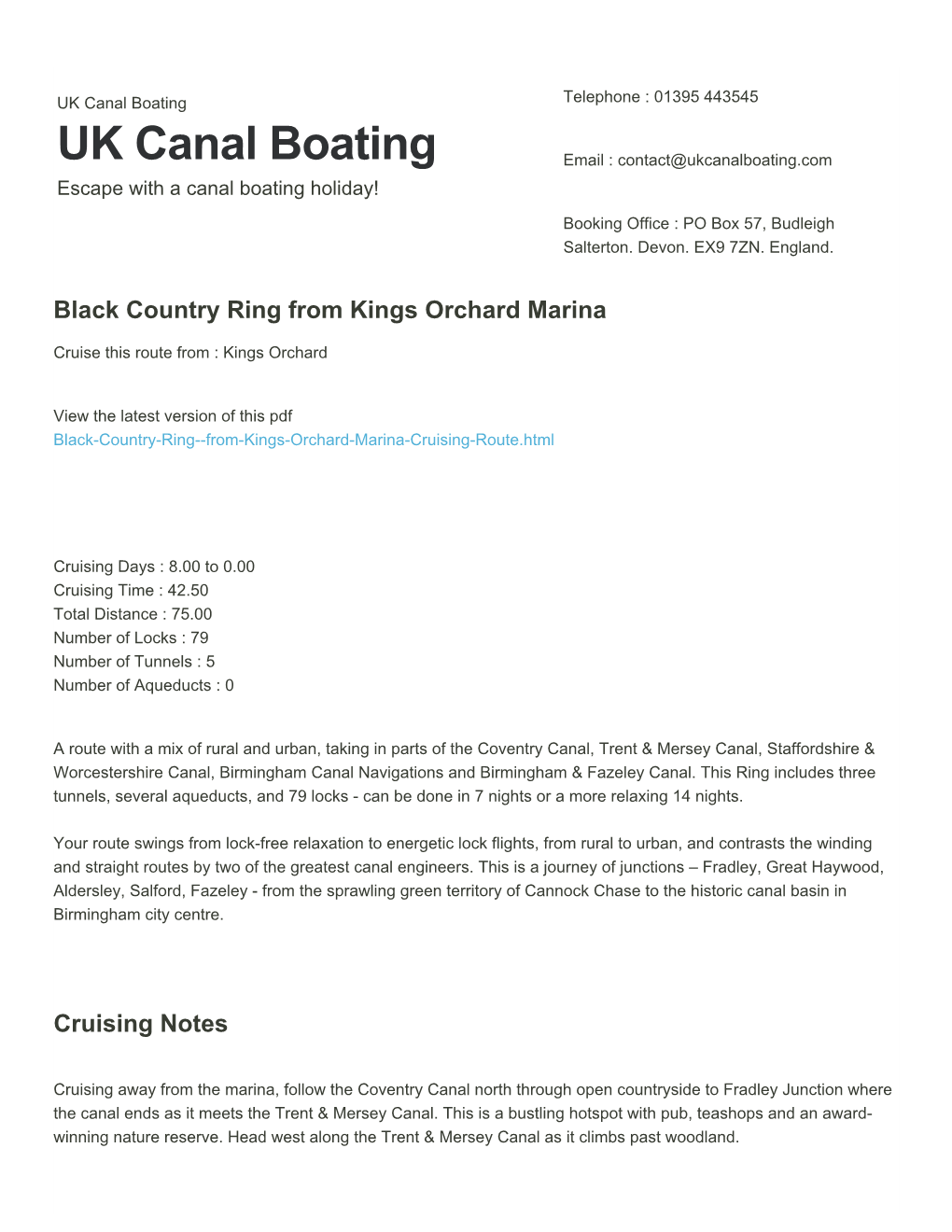 Black Country Ring from Kings Orchard Marina | UK Canal Boating