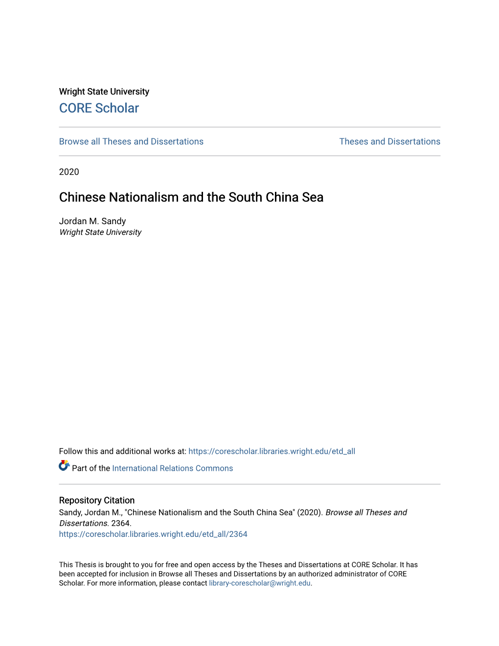 Chinese Nationalism and the South China Sea