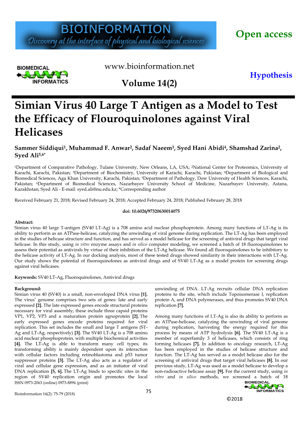 Simian Virus 40 Large T Antigen As a Model to Test the Efficacy of Flouroquinolones Against Viral Helicases