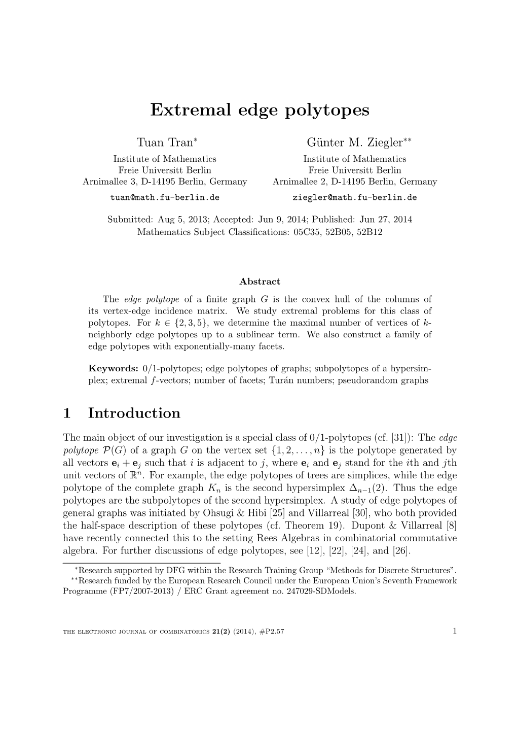 Extremal Edge Polytopes