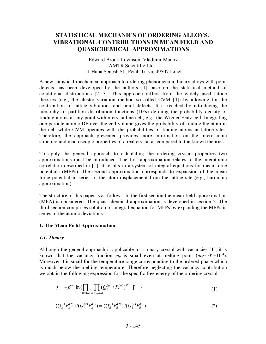 Statistical Mechanics of Ordering Alloys