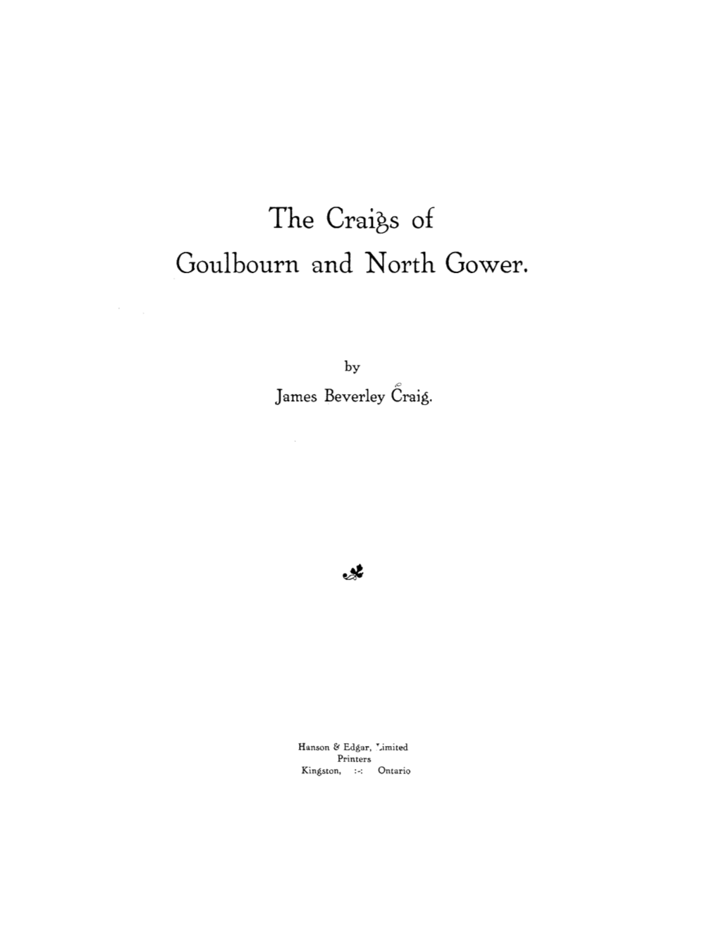 The Crai3s of Goulbourn and North Gower