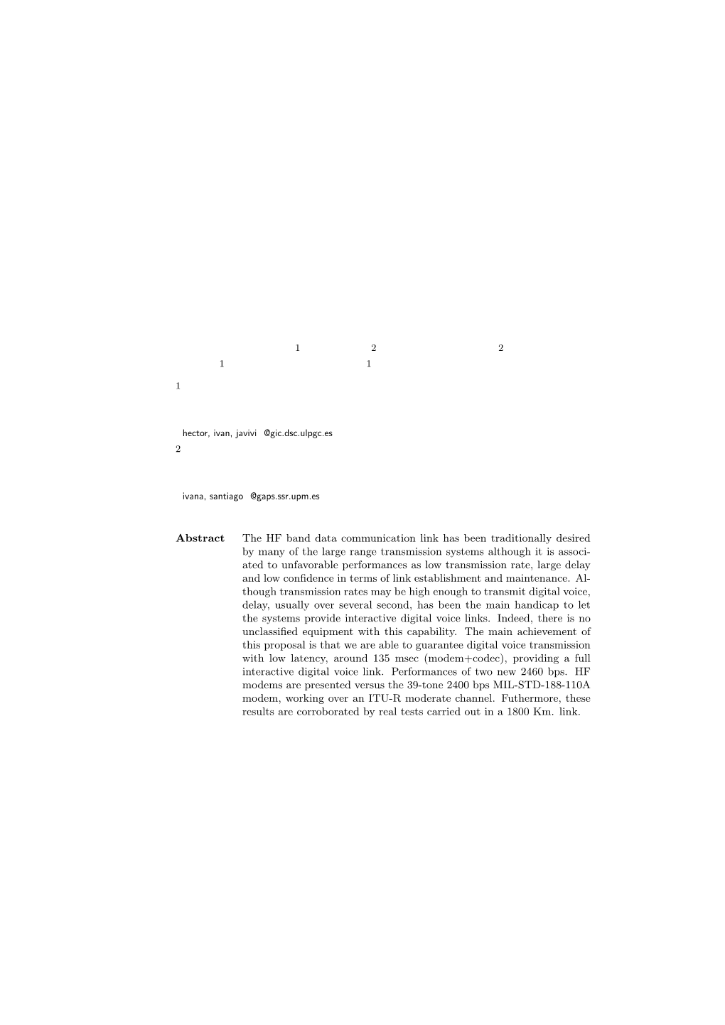 Real-Link Performance of a Ss-Mc-Ma High Frequency Radio Modem