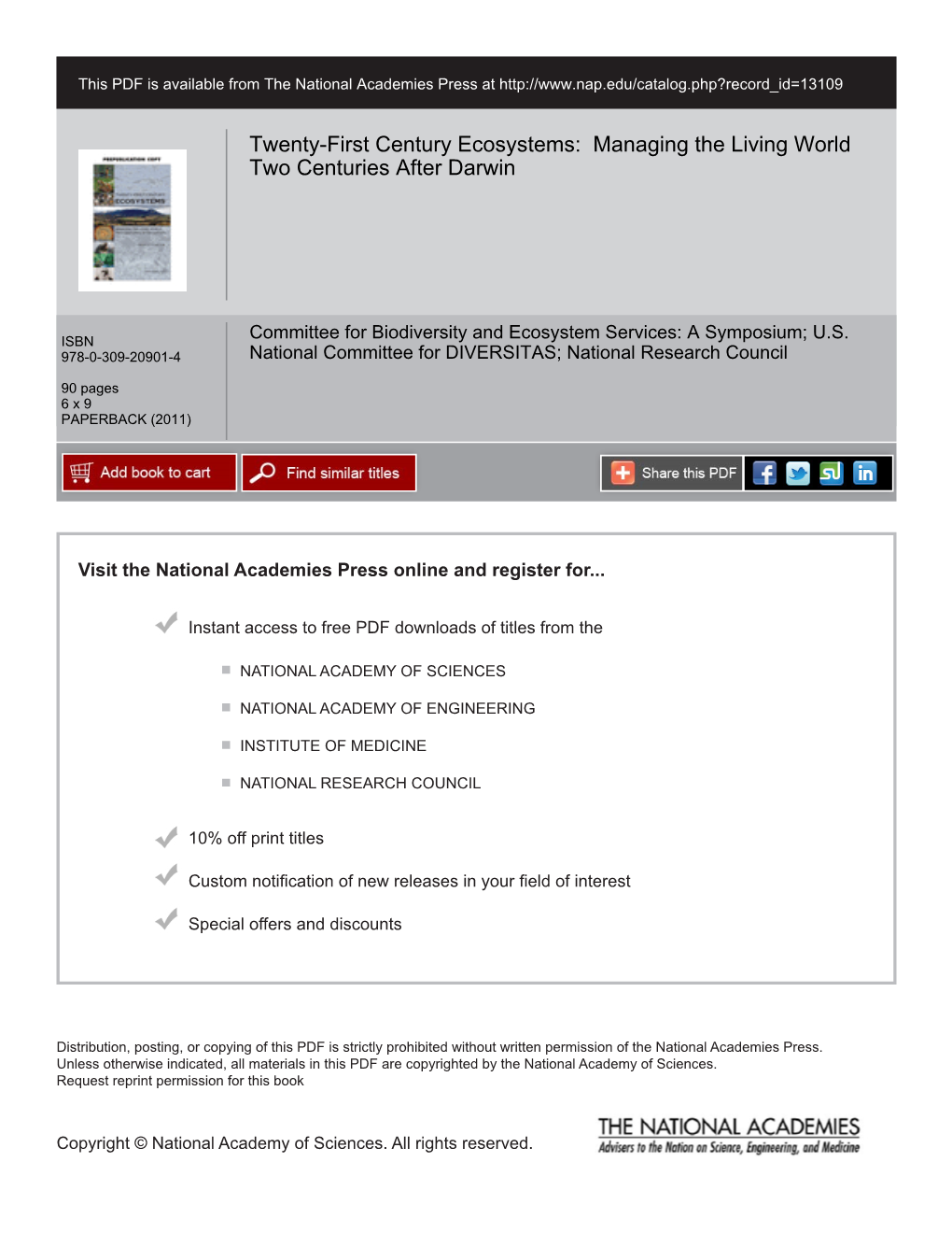 Twenty-First Century Ecosystems: Managing the Living World Two Centuries After Darwin