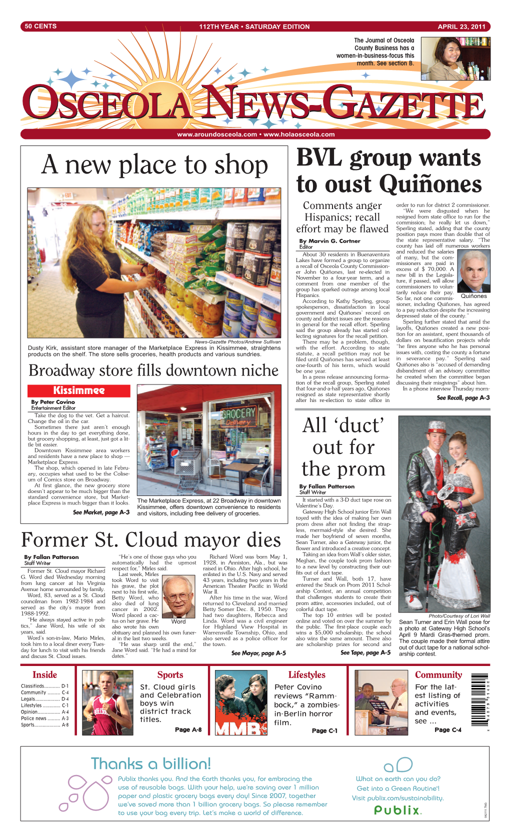 OSCEOLA NEWS-GAZETTE • a New Place to Shop BVL Group Wants to Oust Quiñones Order to Run for District 2 Commissioner