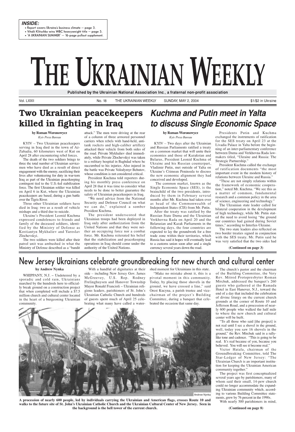 The Ukrainian Weekly 2004, No.18