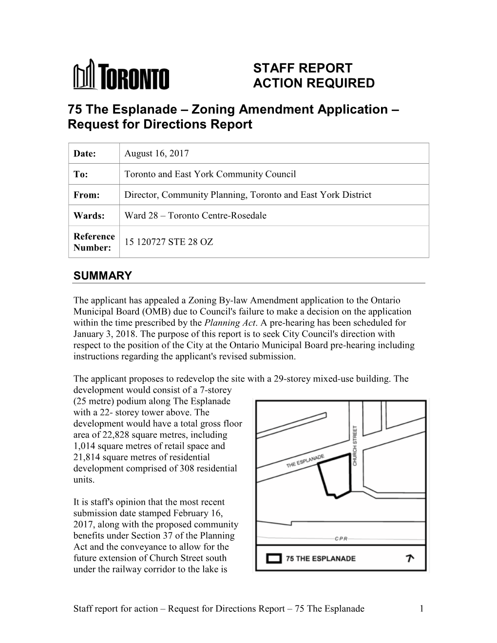75 the Esplanade – Zoning Amendment Application – Request for Directions Report
