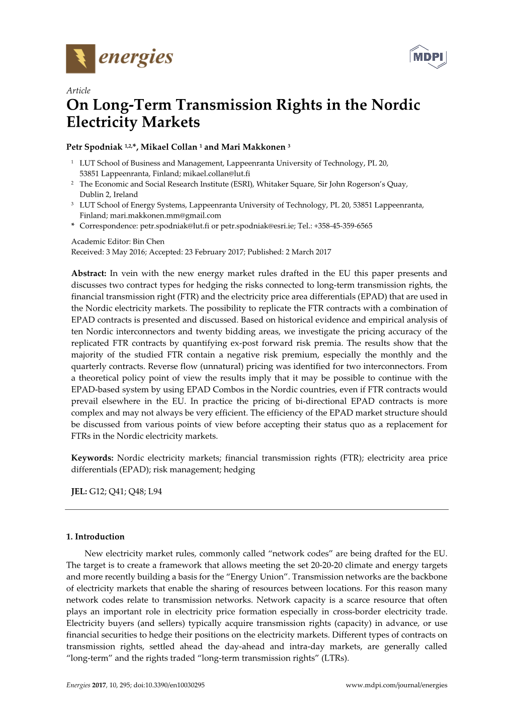 On Long-Term Transmission Rights in the Nordic Electricity Markets