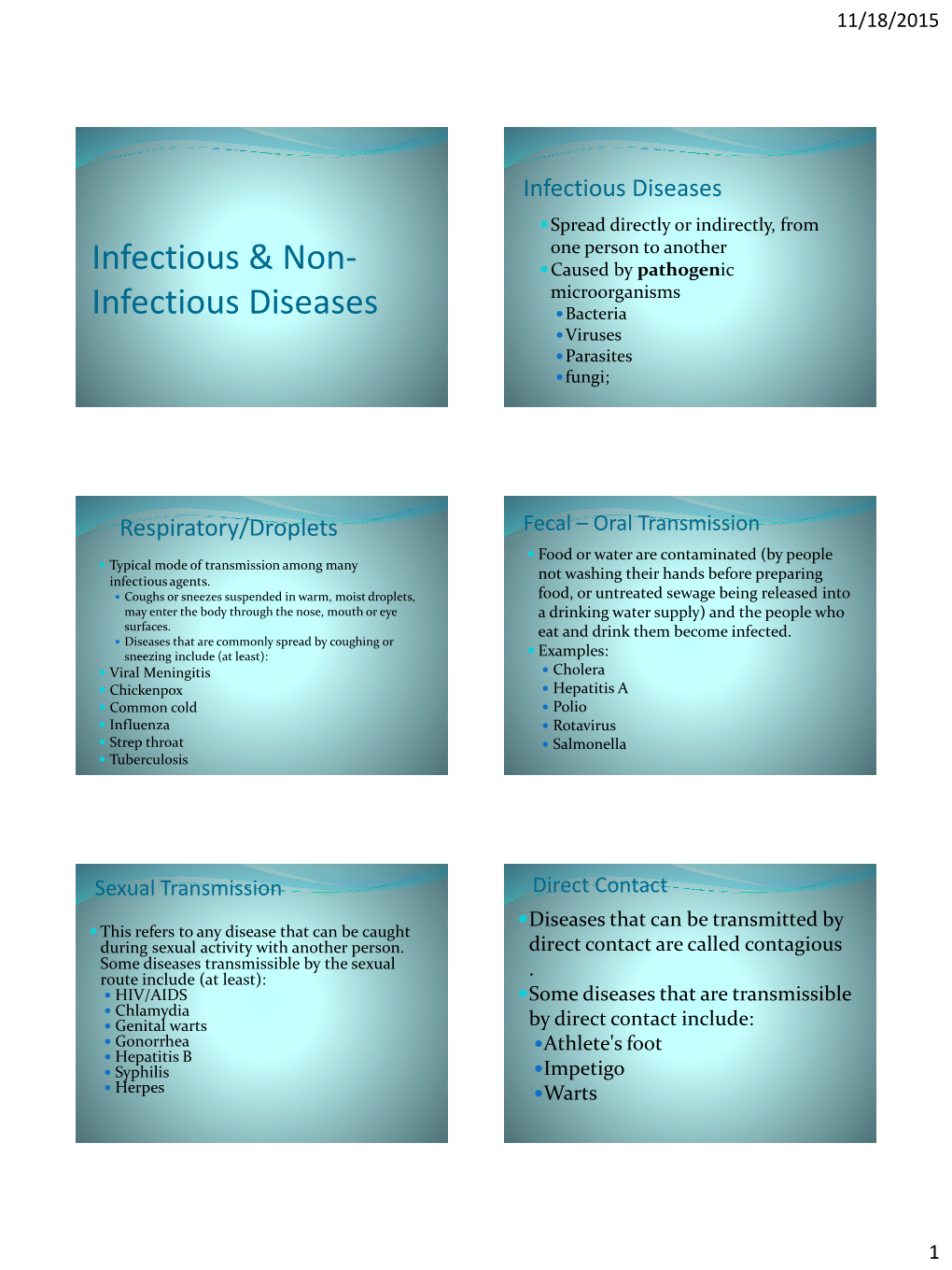 Infectious & Non- Infectious Diseases