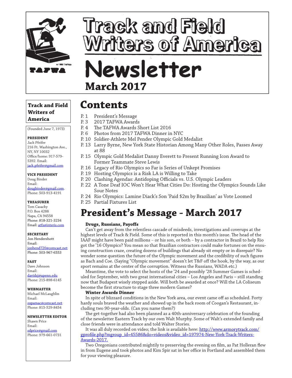 March 2017 Contents