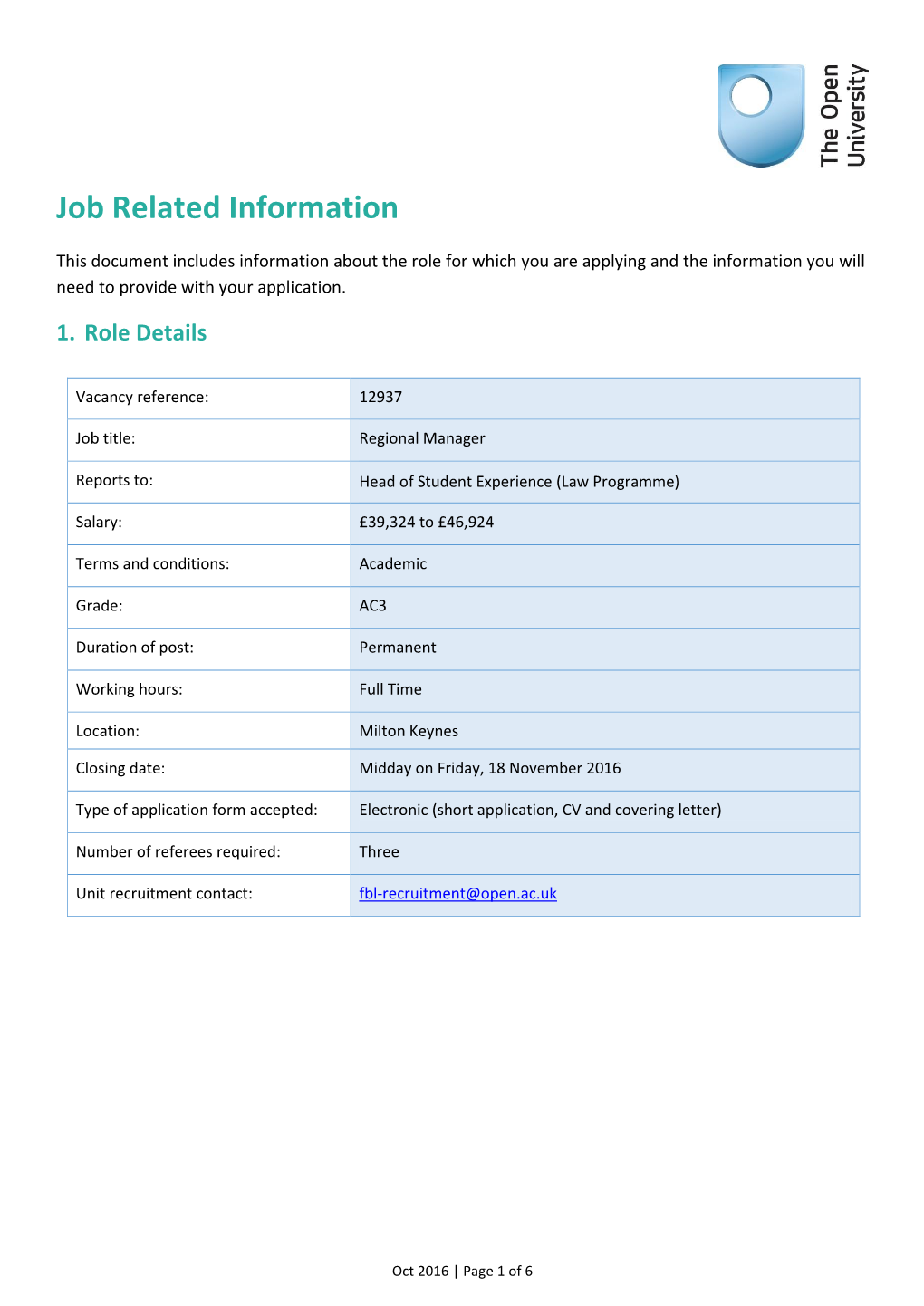 Job Related Information