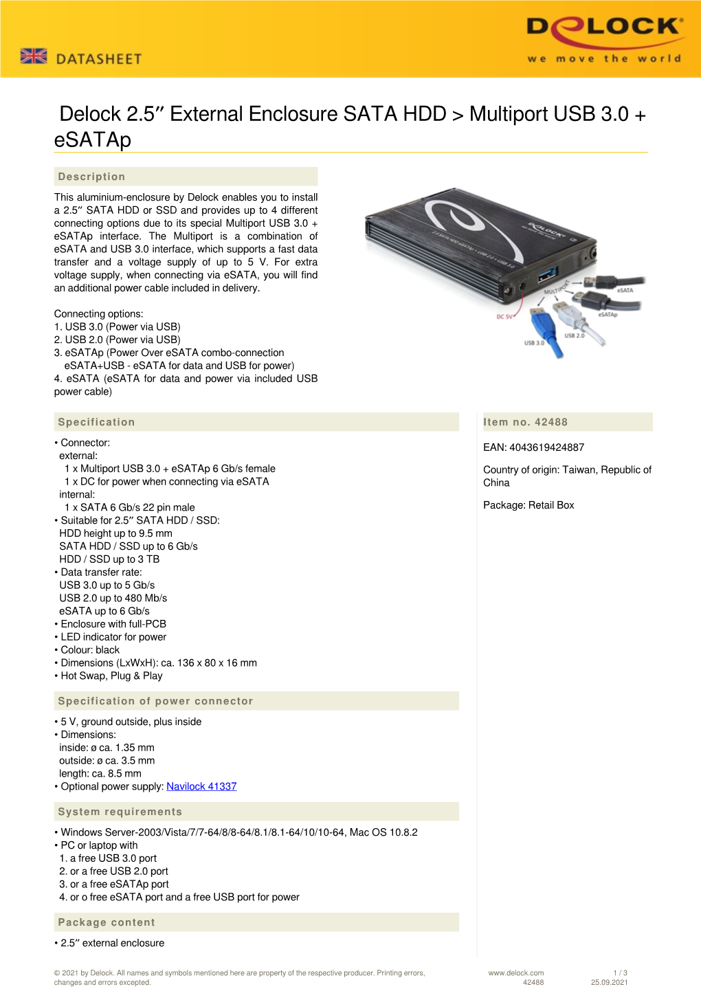 External Enclosure SATA HDD &gt; Multiport USB 3.0 + Esatap